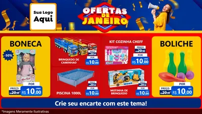 Modelo de TV para TV Horizontal com o tema Ofertas de Janeiro para Brinquedos