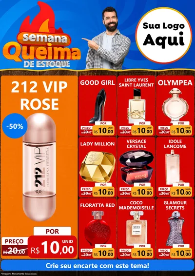 Modelo de Encarte para Encarte A4 Vertical com o tema Semana Queima de Estoque para Perfumes