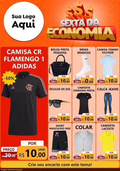 Modelo de Encarte para Encarte A4 Vertical com o tema Sexta da Economia para Roupas e acessórios