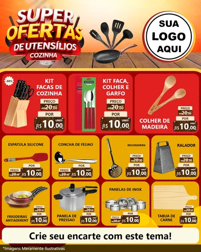 Modelo de Rede Social para Feed Instagram com o tema Super Ofertas de Utensílios - Cozinha para Utilidades Domésticas