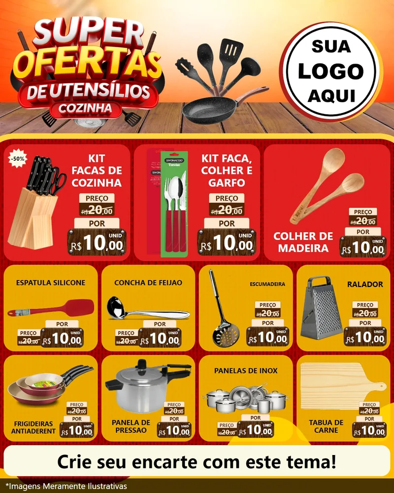 Modelo de Rede Social para Feed Instagram com o tema Super Ofertas de Utensílios - Cozinha para Utilidades Domésticas