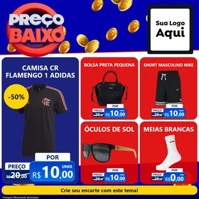 Modelo de Rede Social para Feed Facebook com o tema Preço Baixo para Roupas e acessórios