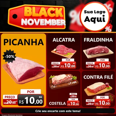 Modelo de Rede Social para Feed Facebook com o tema Black November para Açougue