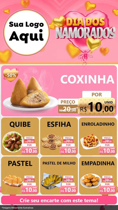 Modelo de Rede Social para Stories com o tema Dia dos Namorados para Salgadaria