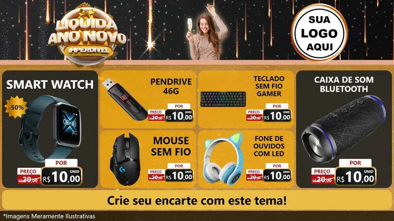 Modelo de TV para TV Horizontal com o tema Liquida Ano Novo Imperdível para Informática