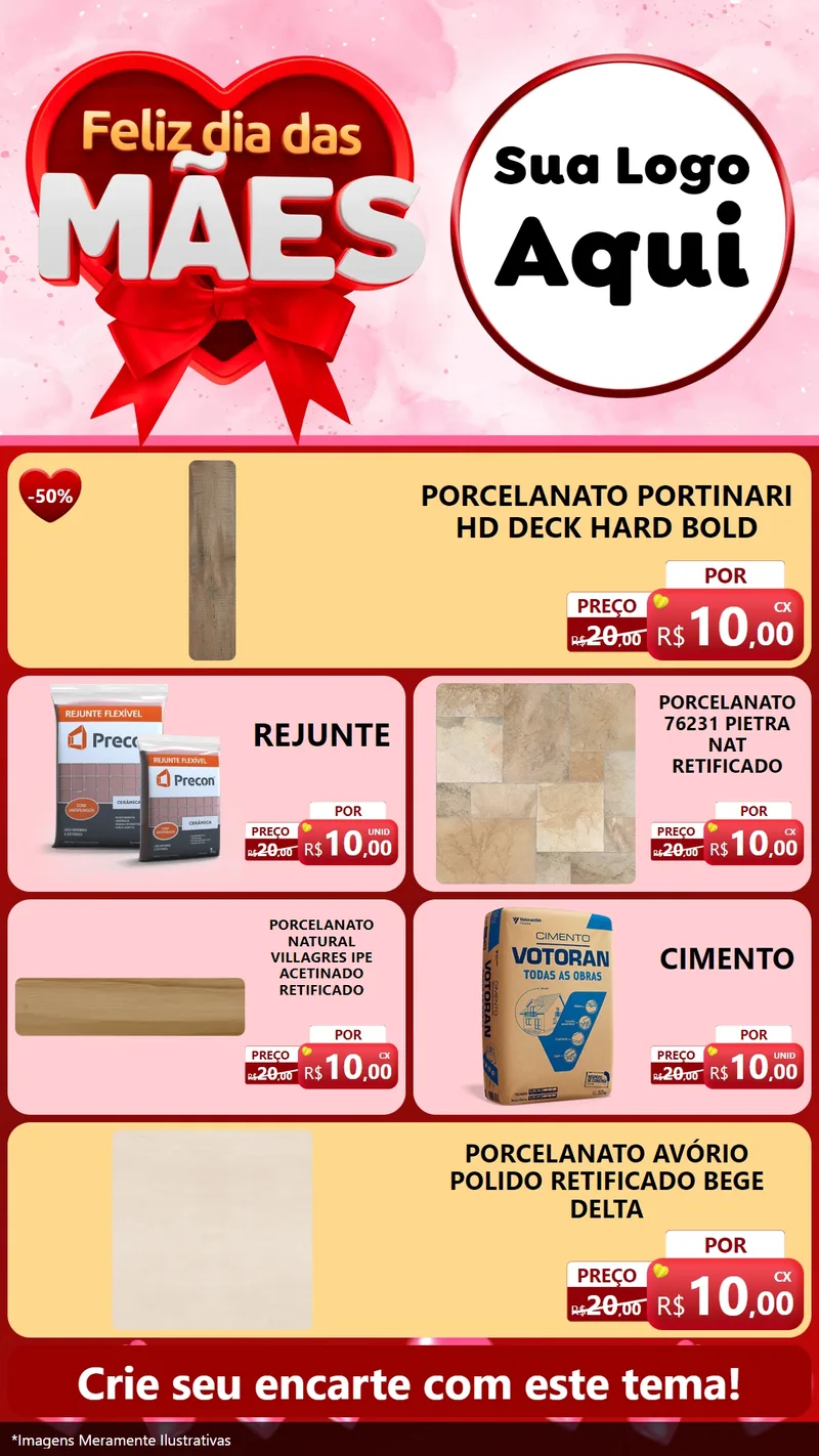 Modelo de TV para TV Vertical com o tema Feliz Dia Das Mães para Pisos e revestimentos