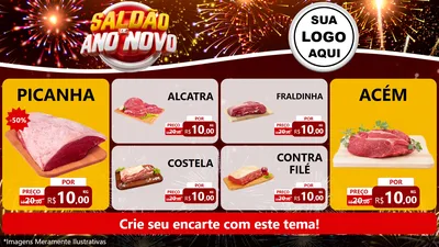 Modelo de TV para TV Horizontal com o tema Saldão de Ano Novo para Açougue