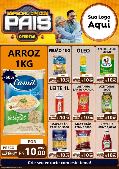 Modelo de Encarte para Encarte A4 Vertical com o tema Especial Dia dos Pais para Supermercado