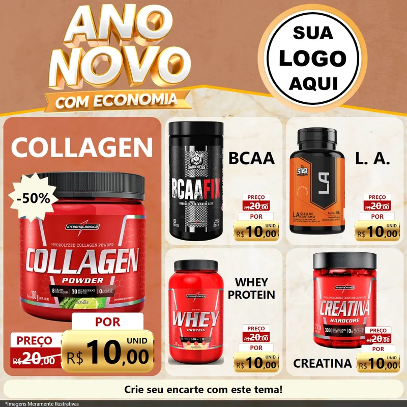 Modelo de Rede Social para Feed Facebook com o tema Ano Novo Com Economia para Suplementos alimentares