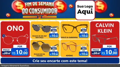 Modelo de TV para TV Horizontal com o tema Fim de Semana do Consumidor para Óticas