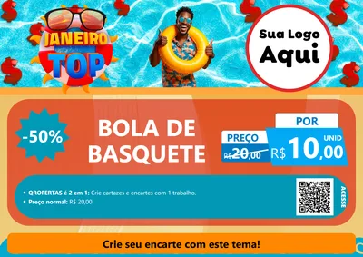 Modelo de Cartaz para Cartaz A4 Horizontal com o tema Janeiro Top para Artigos Esportivos