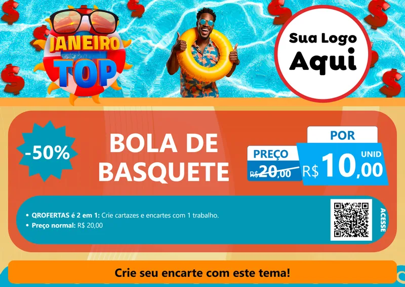 Modelo de Cartaz para Cartaz A4 Horizontal com o tema Janeiro Top para Artigos Esportivos