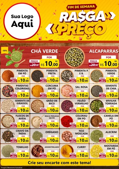 Modelo de Encarte para Encarte A4 Vertical com o tema Fim de Semana Rasga Preços para Produtos Naturais