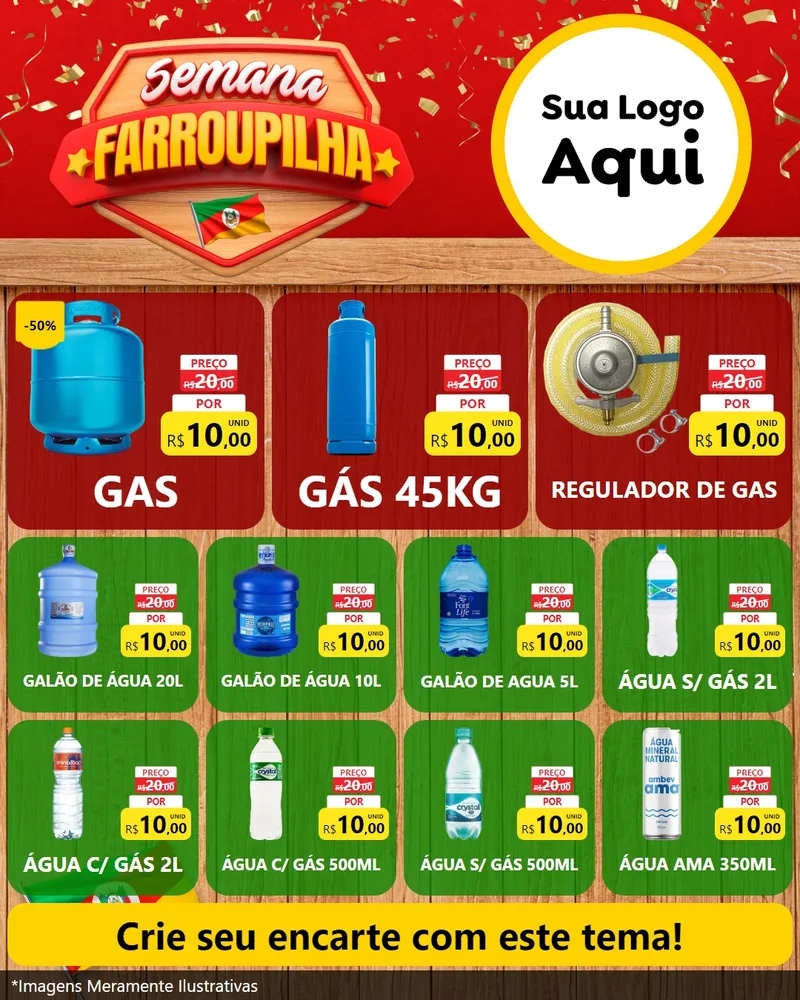 Modelo de Rede Social para Feed Instagram com o tema Semana Farroupilha para Água e gás
