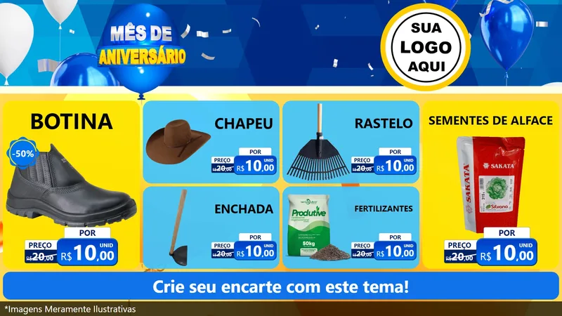 Modelo de TV para TV Horizontal com o tema Mês de Aniversário para Agropecuária