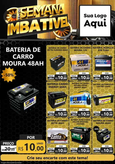 Modelo de Encarte para Encarte A4 Vertical com o tema Fim de Semana Imbatível para Baterias Elétricas
