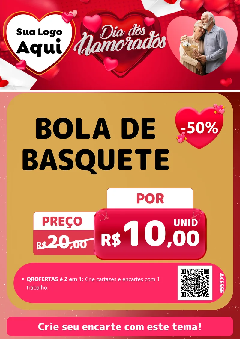 Modelo de Cartaz para Cartaz A4 Vertical com o tema Dia Dos Namorados para Artigos Esportivos