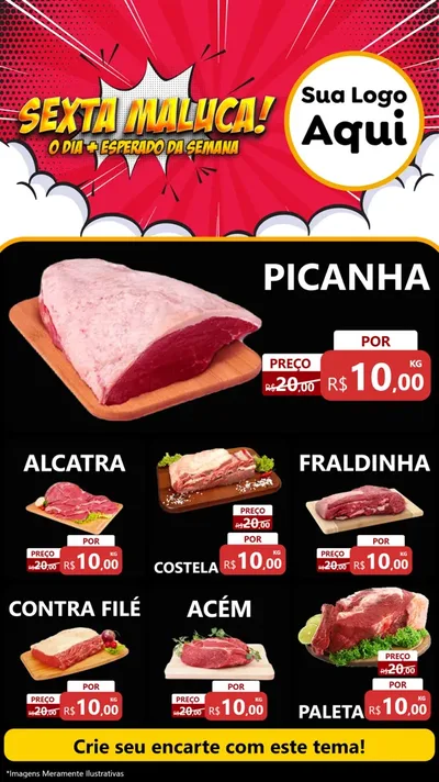 Modelo de Rede Social para Stories com o tema Sexta Maluca! para Açougue