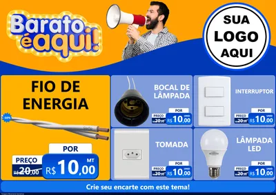Modelo de Encarte para Encarte A4 Horizontal com o tema Barato é aqui para Materiais Elétricos