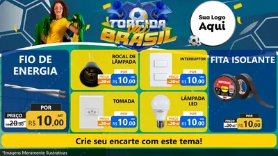 Modelo de TV para TV Horizontal com o tema Torcida Vai Brasil - Copa para Materiais Elétricos
