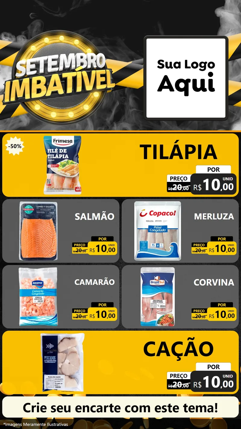 Modelo de TV para TV Vertical com o tema Setembro Imbatível para Peixaria