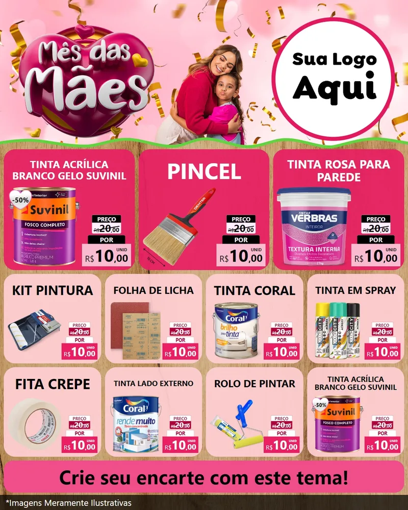 Modelo de Rede Social para Feed Instagram com o tema Mês das Mães para Tintas e Ferramentas