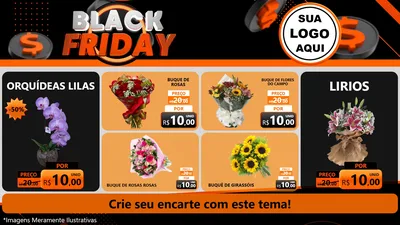 Modelo de TV para TV Horizontal com o tema Black Friday para Floricultura e jardim