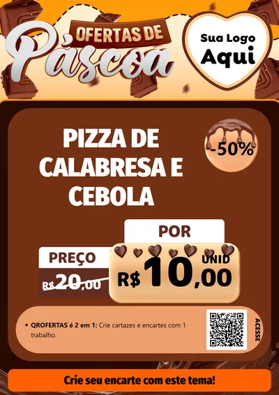 Modelo de Cartaz para Cartaz A4 Vertical com o tema Ofertas de Páscoa para Pizzaria