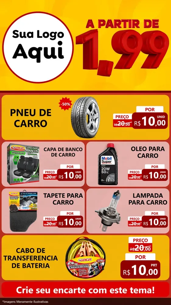 Modelo de TV para TV Vertical com o tema A Partir de Um e Noventa e Nove - 1,99 para Auto peças