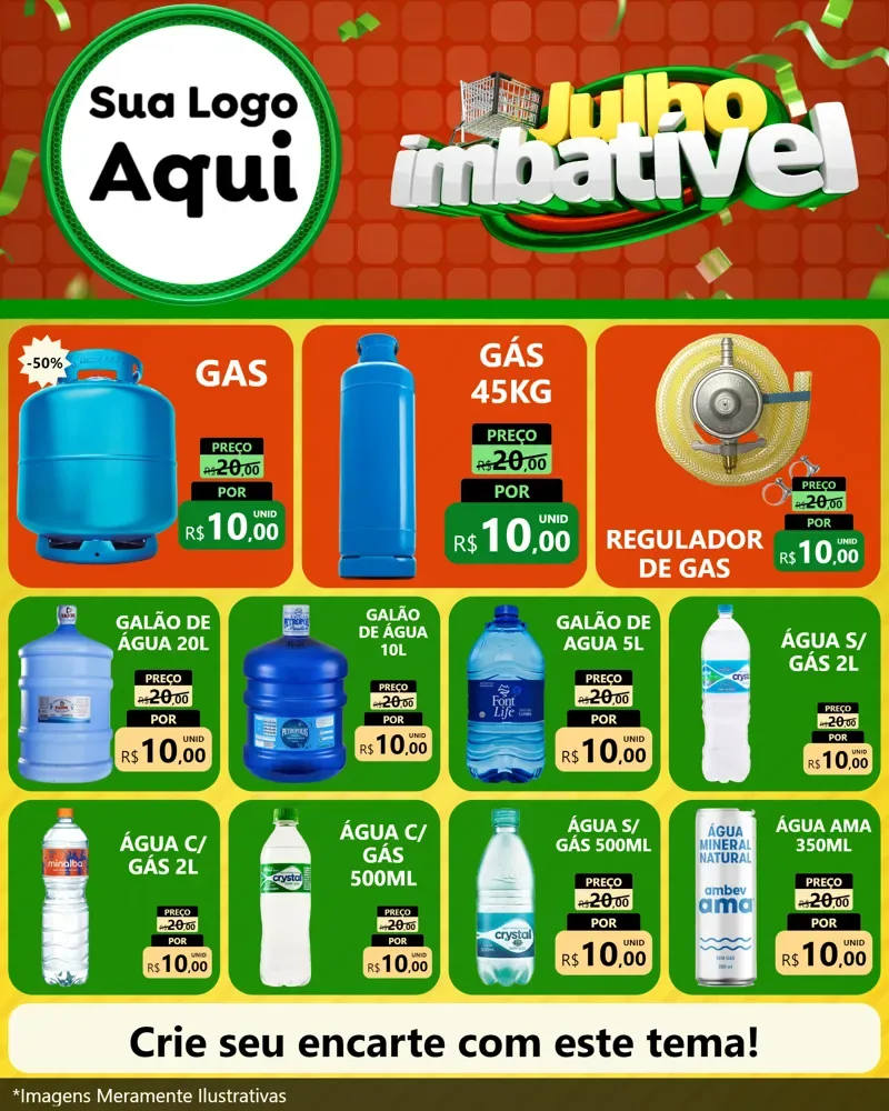 Modelo de Rede Social para Feed Instagram com o tema Julho Imbatível para Água e gás
