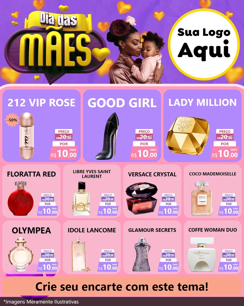 Modelo de Rede Social para Feed Instagram com o tema Dia das Mães para Perfumes