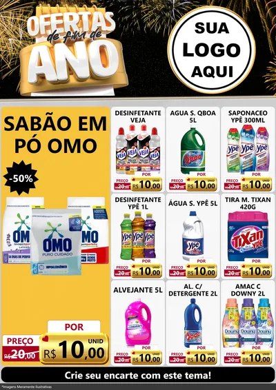 Modelo de Encarte para Encarte A4 Vertical com o tema Ofertas de Fim de Ano para Produtos de Limpeza