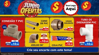 Modelo de TV para TV Horizontal com o tema Junho de Ofertas para Tubos e conexões