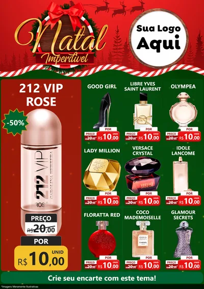 Modelo de Encarte para Encarte A4 Vertical com o tema Natal Imperdível para Perfumes