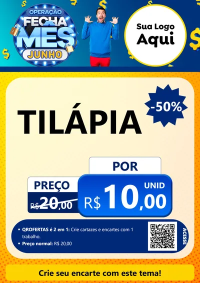 Modelo de Cartaz para Cartaz A4 Vertical com o tema Operação Fecha Mês, Junho para Peixaria