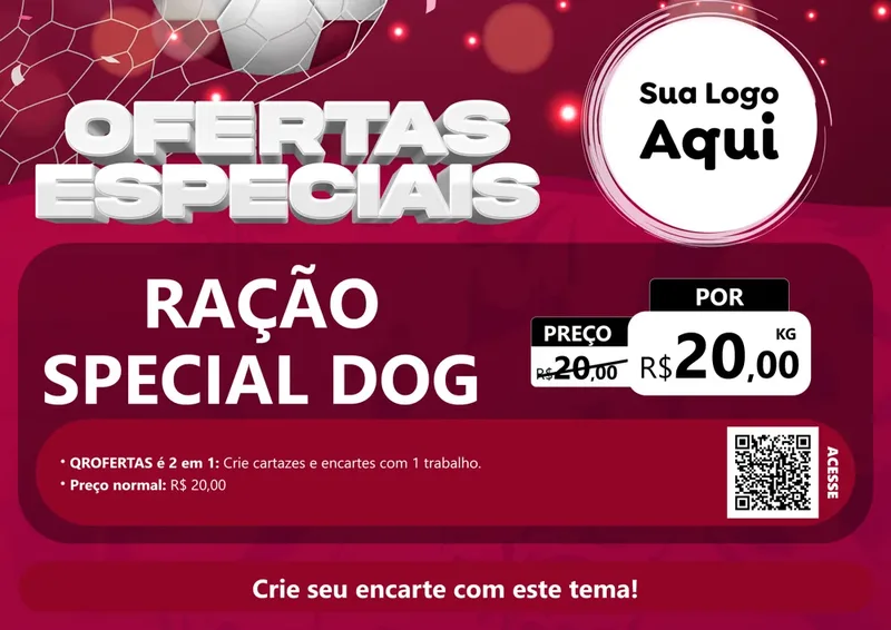 Modelo de Cartaz para Cartaz A4 Horizontal com o tema Ofertas Especiais - Futebol para Pet Shop