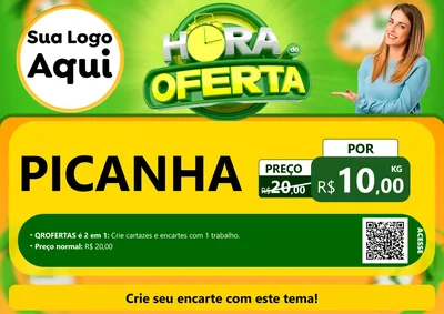 Modelo de Cartaz para Cartaz A4 Horizontal com o tema Hora da Oferta para Açougue