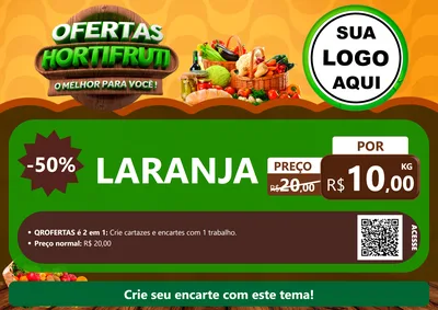 Modelo de Cartaz para Cartaz A4 Horizontal com o tema Ofertas Hortifruti - O Melhor Para Você! para Hortifrúti