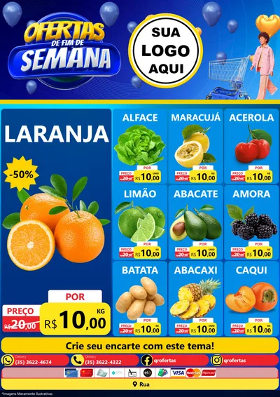 Modelo de Encarte para Encarte A4 Vertical com o tema Ofertas de Fim de Semana para Hortifrúti