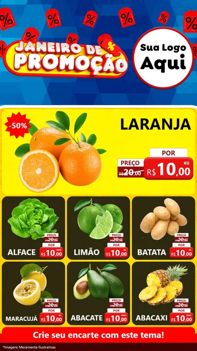 Modelo de Rede Social para Stories com o tema Janeiro de Promoção para Hortifrúti