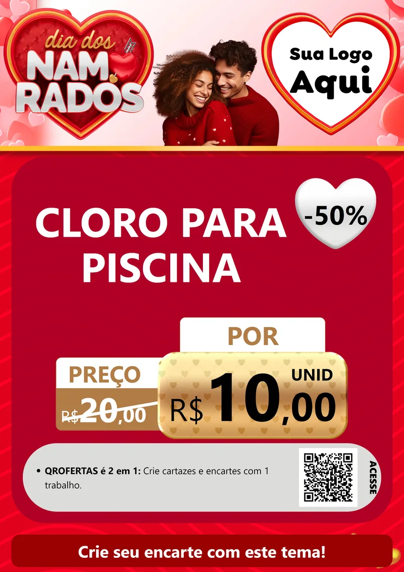 Modelo de Cartaz para Cartaz A4 Vertical com o tema Dia dos Namorados para Produtos para Piscina