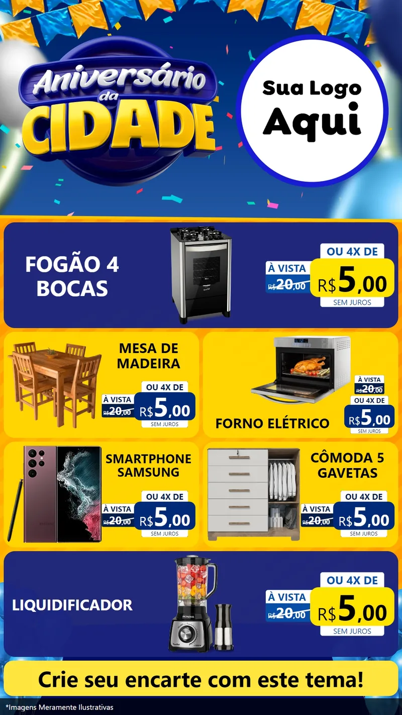 Modelo de TV para TV Vertical com o tema Aniversário da Cidade para Móveis e Eletro