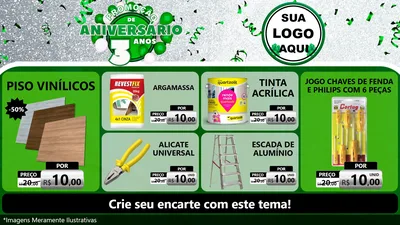 Modelo de TV para TV Horizontal com o tema Promoção de Aniversário - 3 Anos para Material para Construção