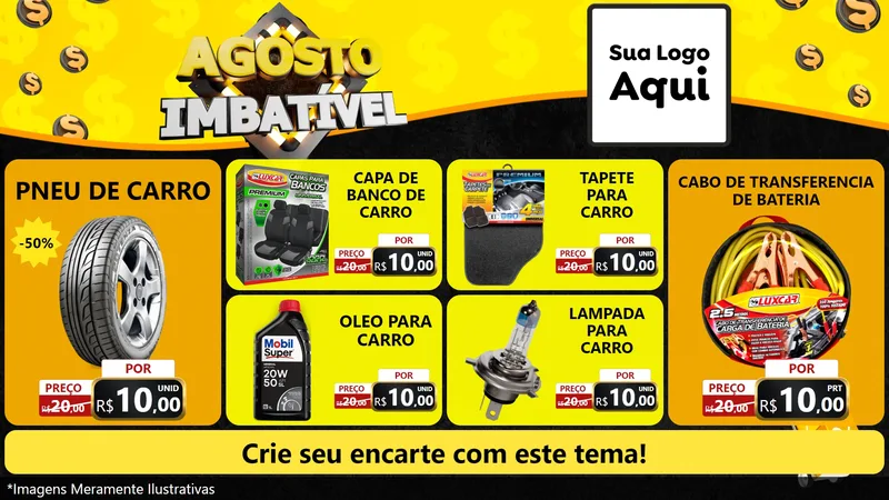 Modelo de TV para TV Horizontal com o tema Agosto Imbatível para Auto peças