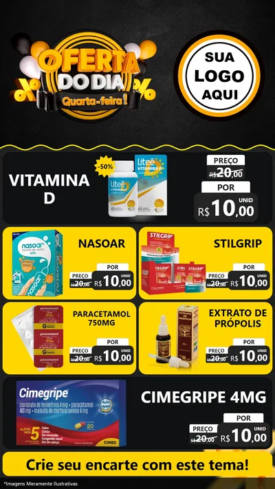 Modelo de TV para TV Vertical com o tema Oferta do Dia - Quarta Feira! para Farmácia