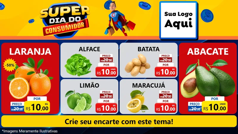 Modelo de TV para TV Horizontal com o tema Super Dia do Consumidor para Hortifrúti