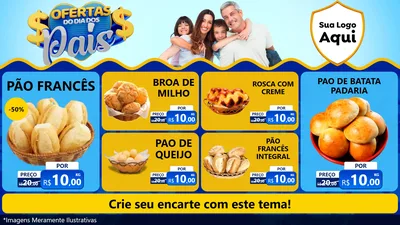 Modelo de TV para TV Horizontal com o tema Ofertas do Dia dos Pais para Padaria