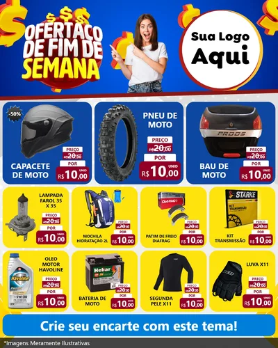 Modelo de Rede Social para Feed Instagram com o tema Ofertaço de Fim de Semana para Moto peças