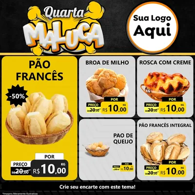 Modelo de Rede Social para Feed Facebook com o tema Quarta Maluca para Padaria