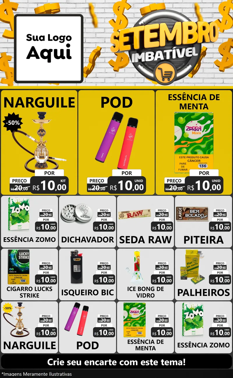 Modelo de Encarte para Encarte Grande com o tema Setembro Imbatível para Tabacaria